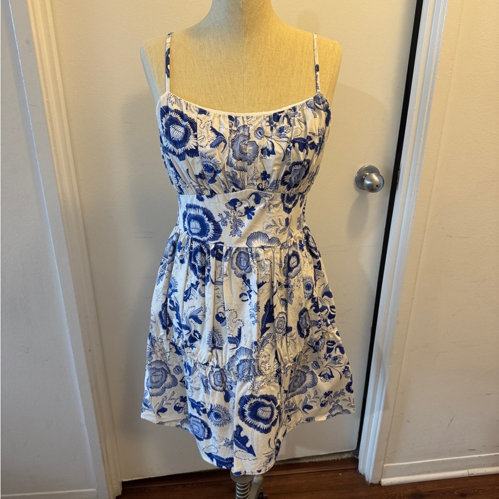 Express Blue and White Floral Mini Dress
